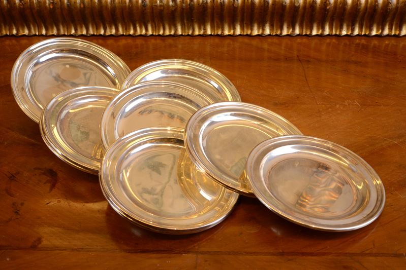 Serie di Dodici Piattini Portapane in Argento