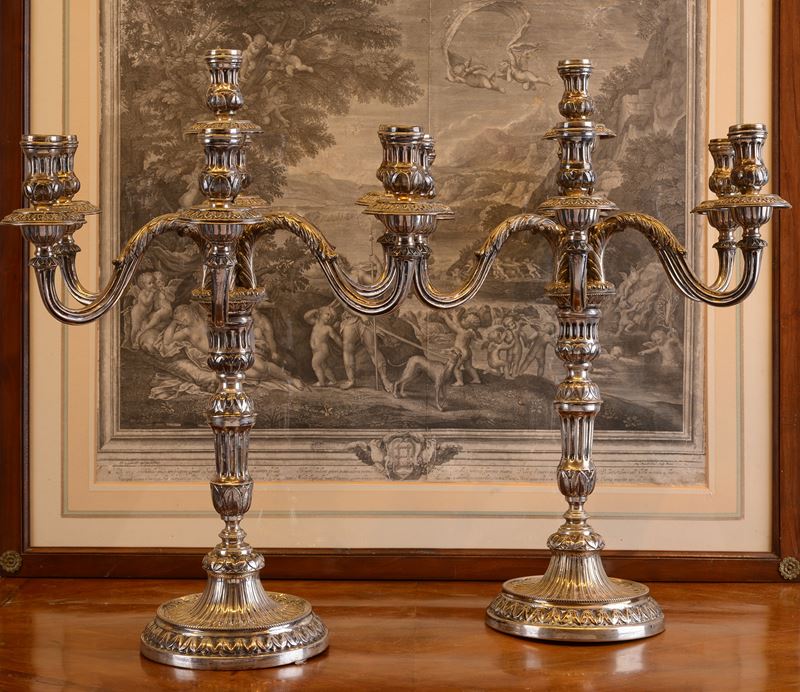 Coppia di Importanti Candelabri in Argento