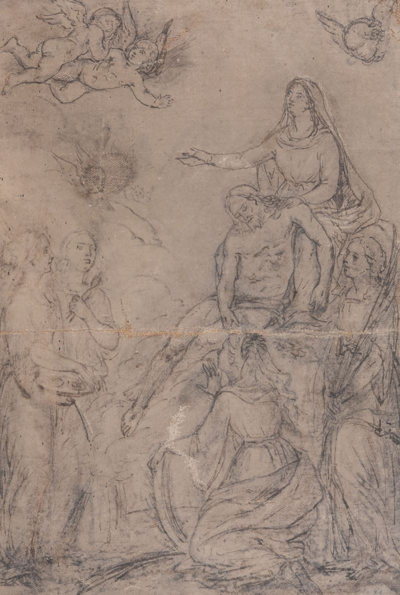 Anonimo, XIX - XX Sec. - Cristo in Pietà con Angeli
