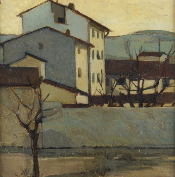 Giulio Cesare Giachetti - Paesaggio con case