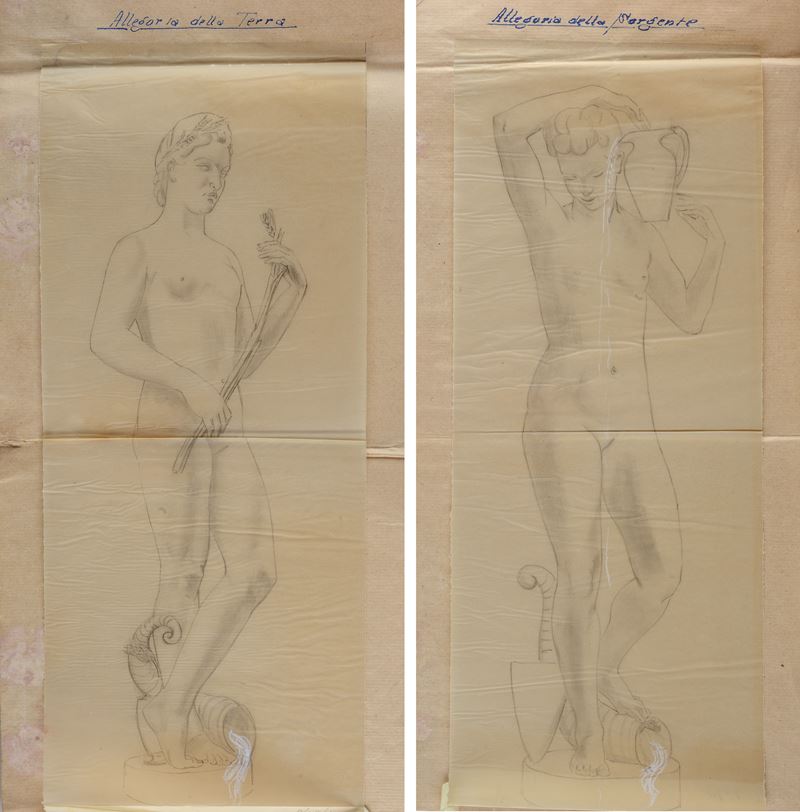 Mario Moschi - Studio per Sculture (allegoria della Terra e Allegoria della Sorgente)