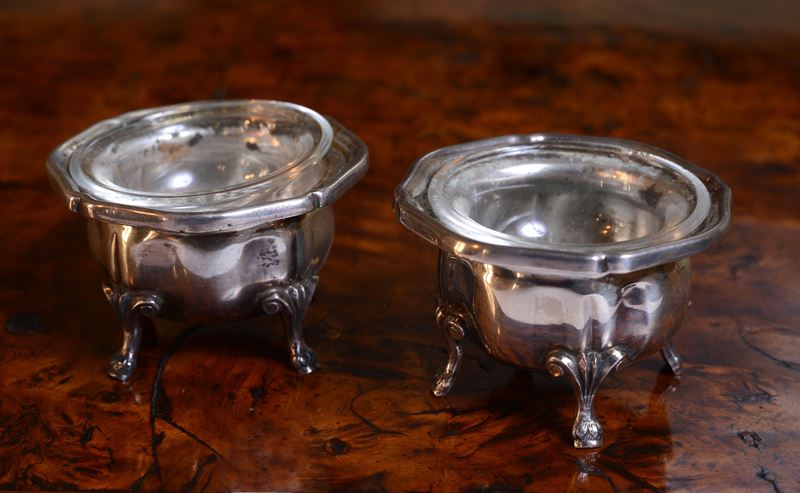 Coppia di Piccole Saliere in Argento del Bono Firenze