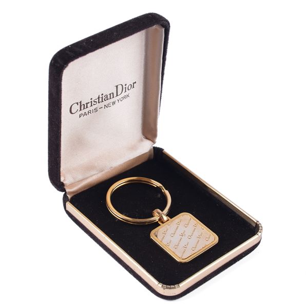 CHRISTIAN DIOR - Portachiavi in metallo argentato