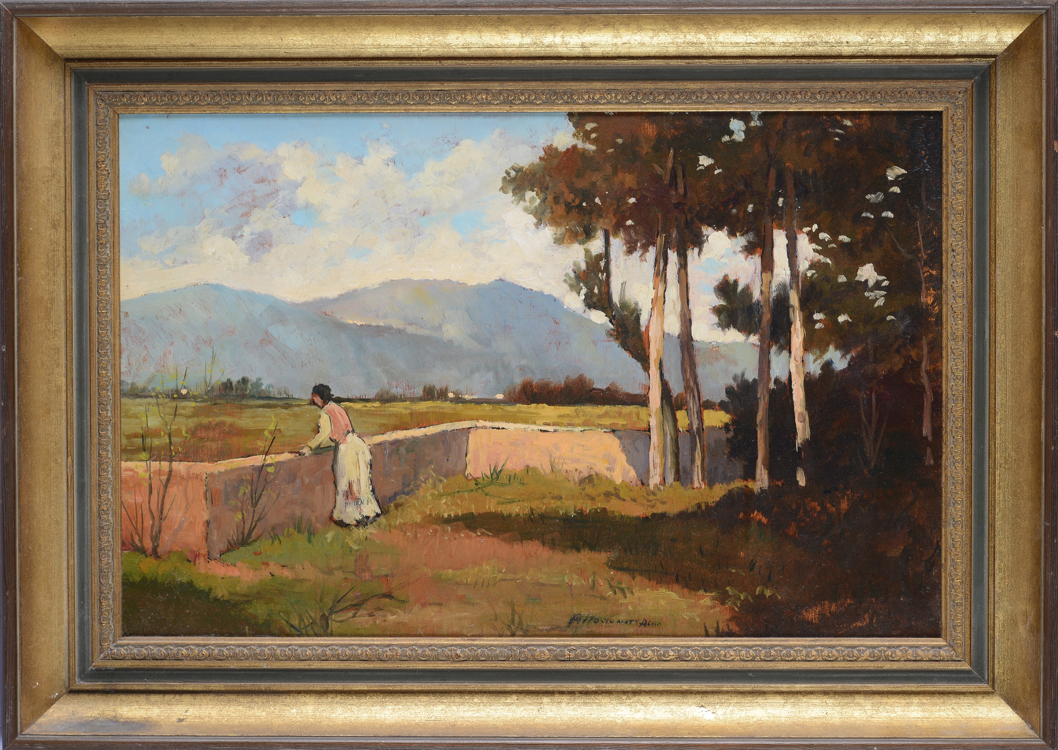 Aldo Affortunati - Paesaggio con Contadina