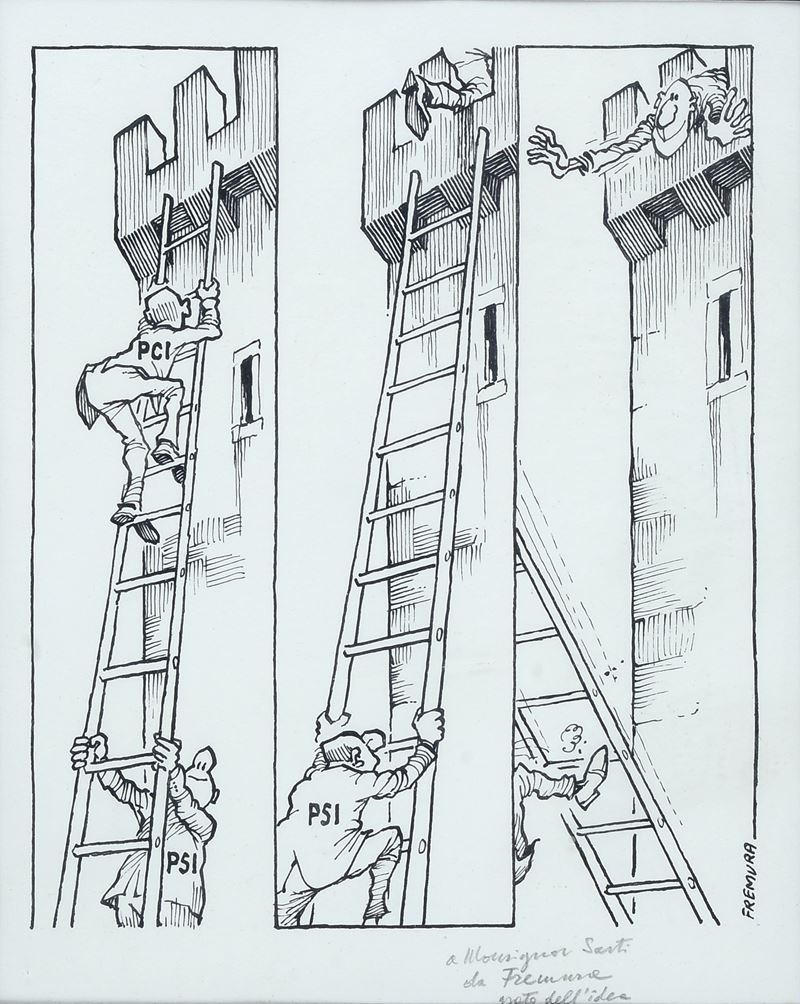 Alberto Fremura - Bozzetto per Vignetta di Satira Politica