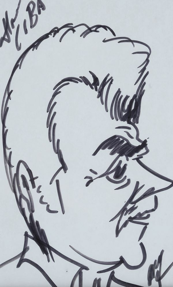 Caricatura con uomo con baffi