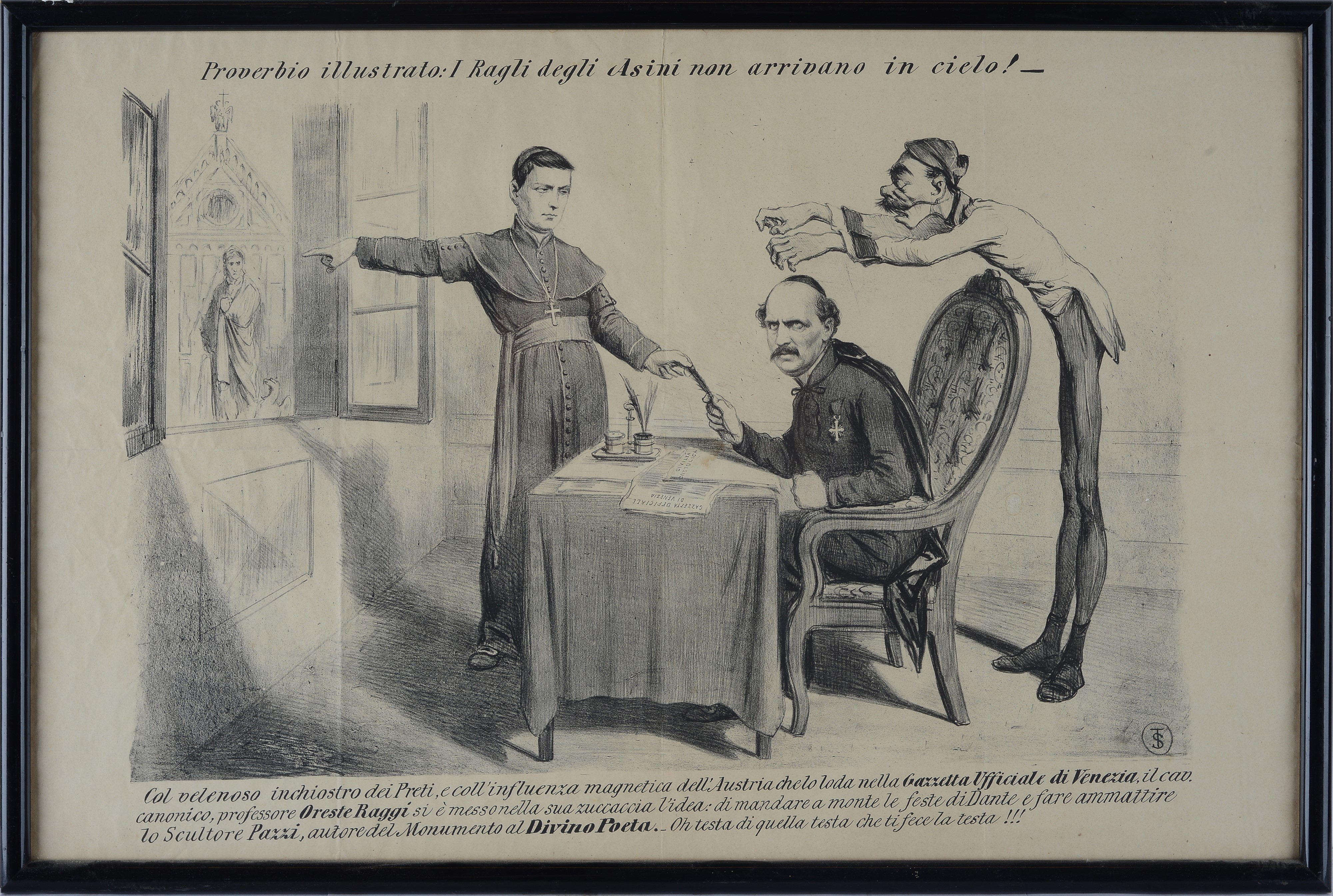 Telemaco Signorini - Proverbio Illustrato: i Ragli degli Asini Non Arrivano in Cielo