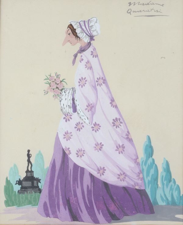 Attr. a Mario Chiari - Caricatura di Madame Quaratesi, moglie del Marchese Bentivoglio d'Aragona