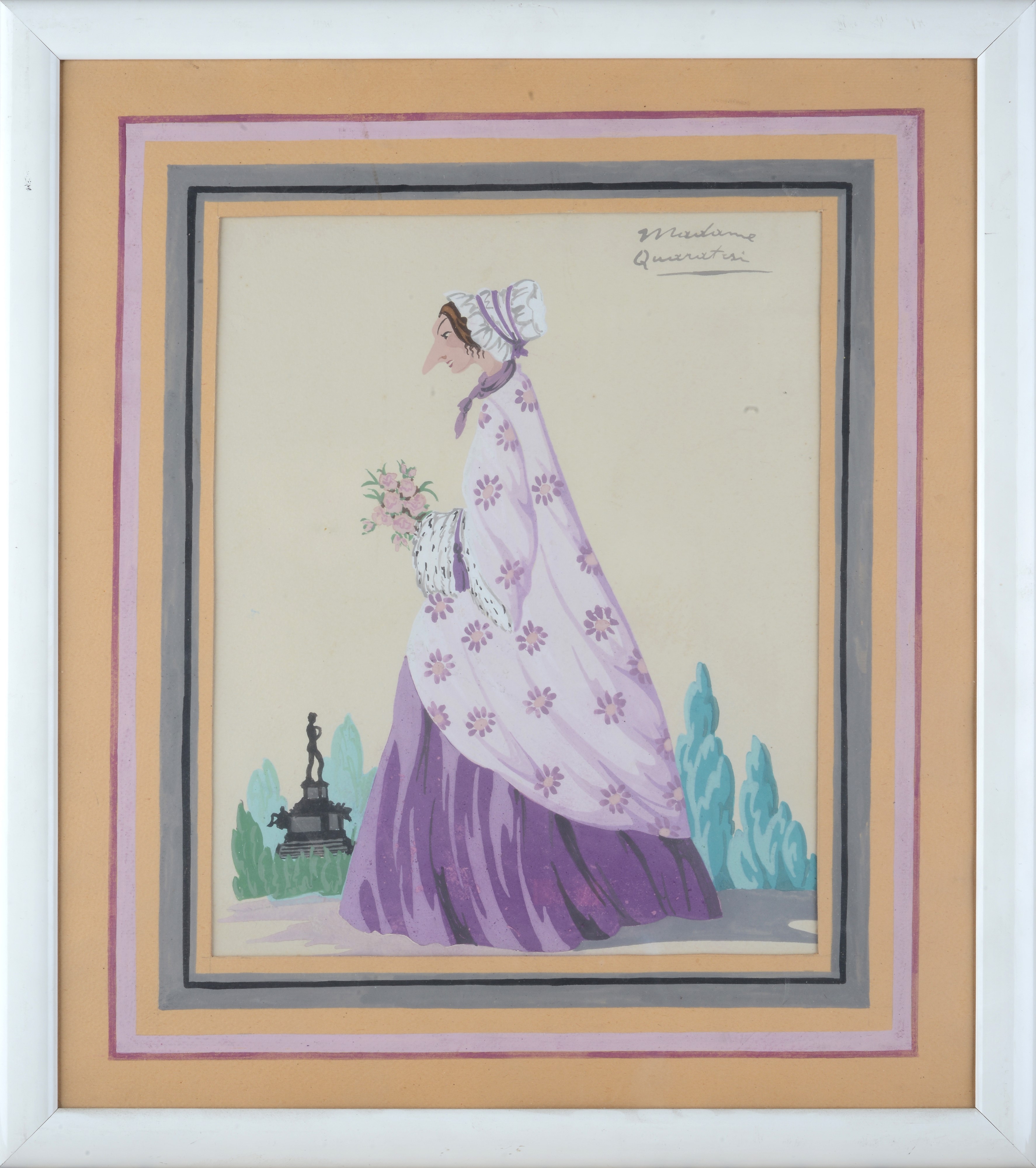 Caricatura di Madame Quaratesi, Moglie del Marchese Bentivoglio D'aragona