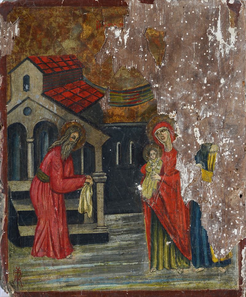 Anonimo, XIX Sec. - Anonimo, Presentazione al Tempio, tempera su tavola