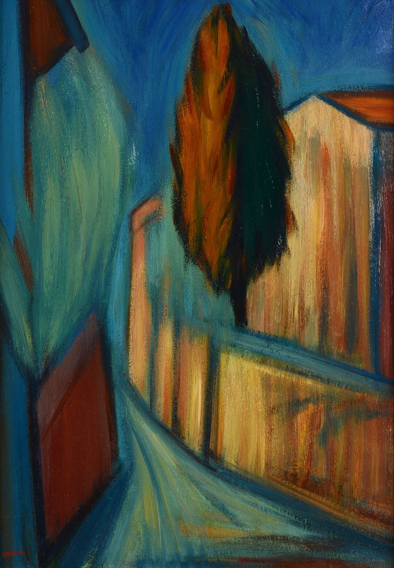 Giancarlo Caldini - Strada con Alberi.