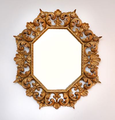 Specchiera in Legno Intagliato e Dorato
