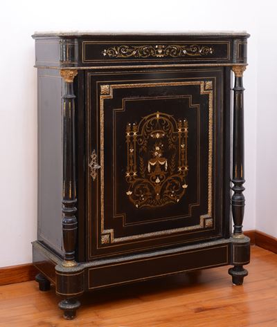 Piccola Credenza Boulle in Legno Ebanizzato