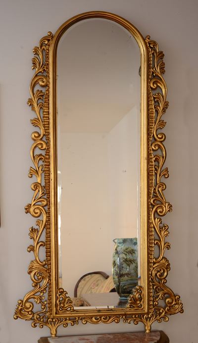 Specchiera in Legno Intagliato e Dorato
