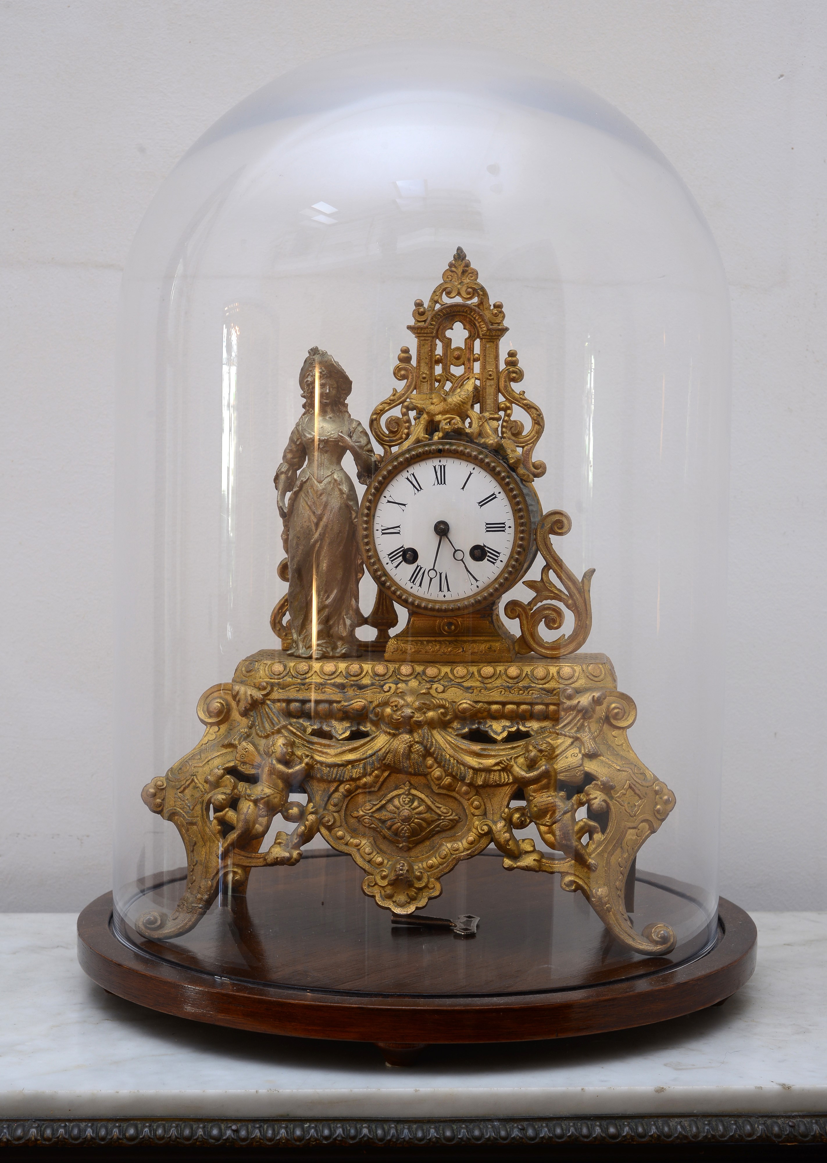 Orologio da Camino in Bronzo Dorato