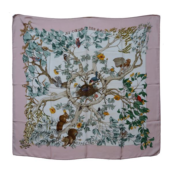 HERM&#200;S - Foulard in seta “Au Coeur des Bois"