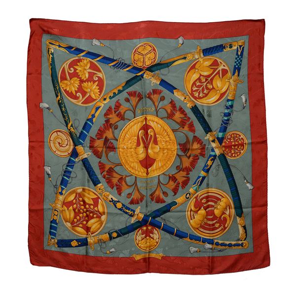 HERM&#200;S - Foulard in seta jacquard “Daimyo - Princes Du Soleil Levant”