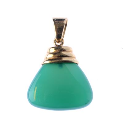 Pendente Charms con Pietra Verde in Oro Giallo
