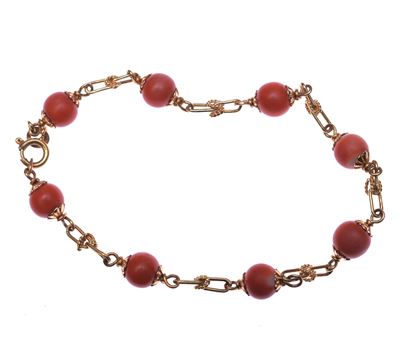 Bracciale in Oro Giallo con Corallo Rosso