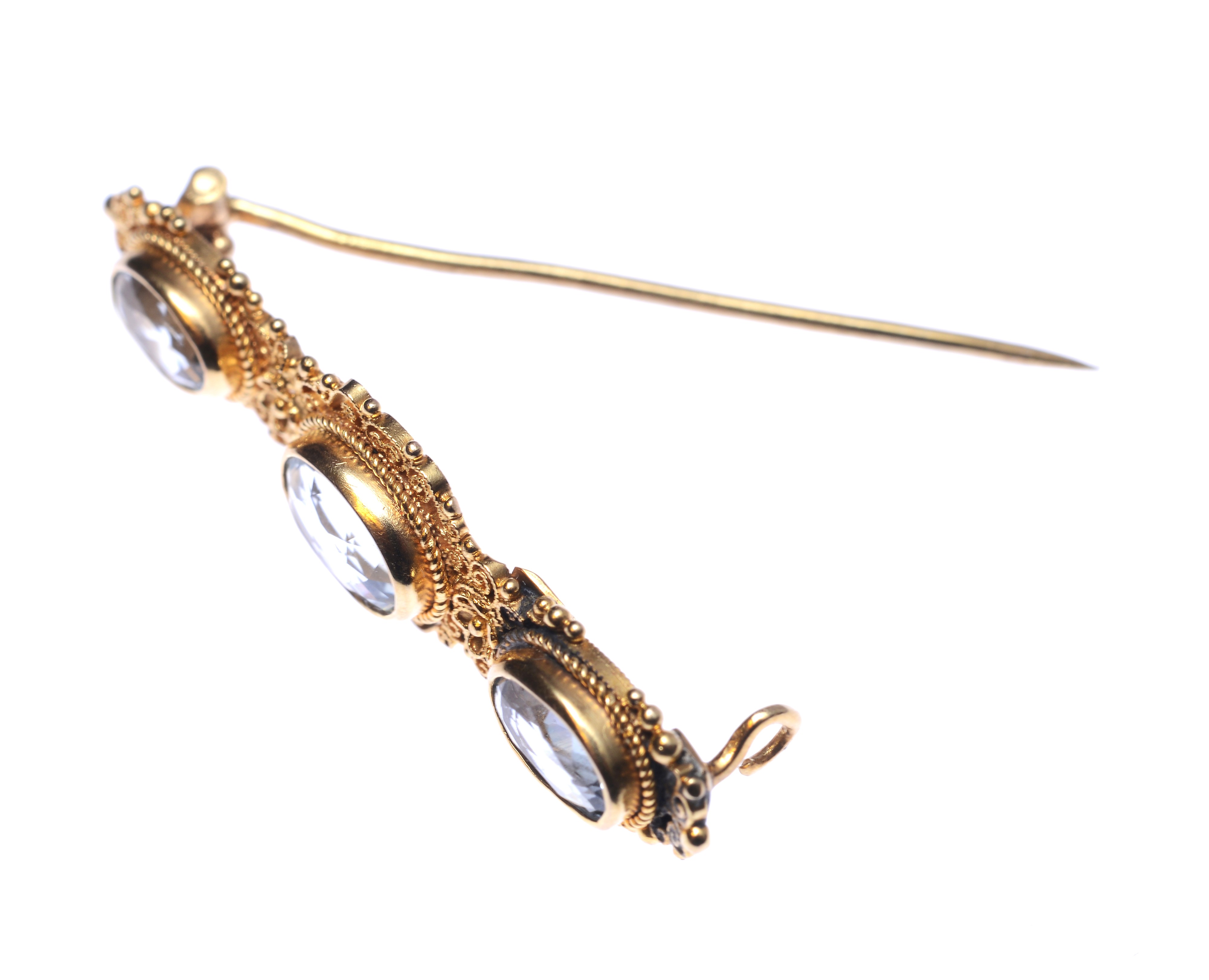 Spilla in Oro con Tre Acquamarine