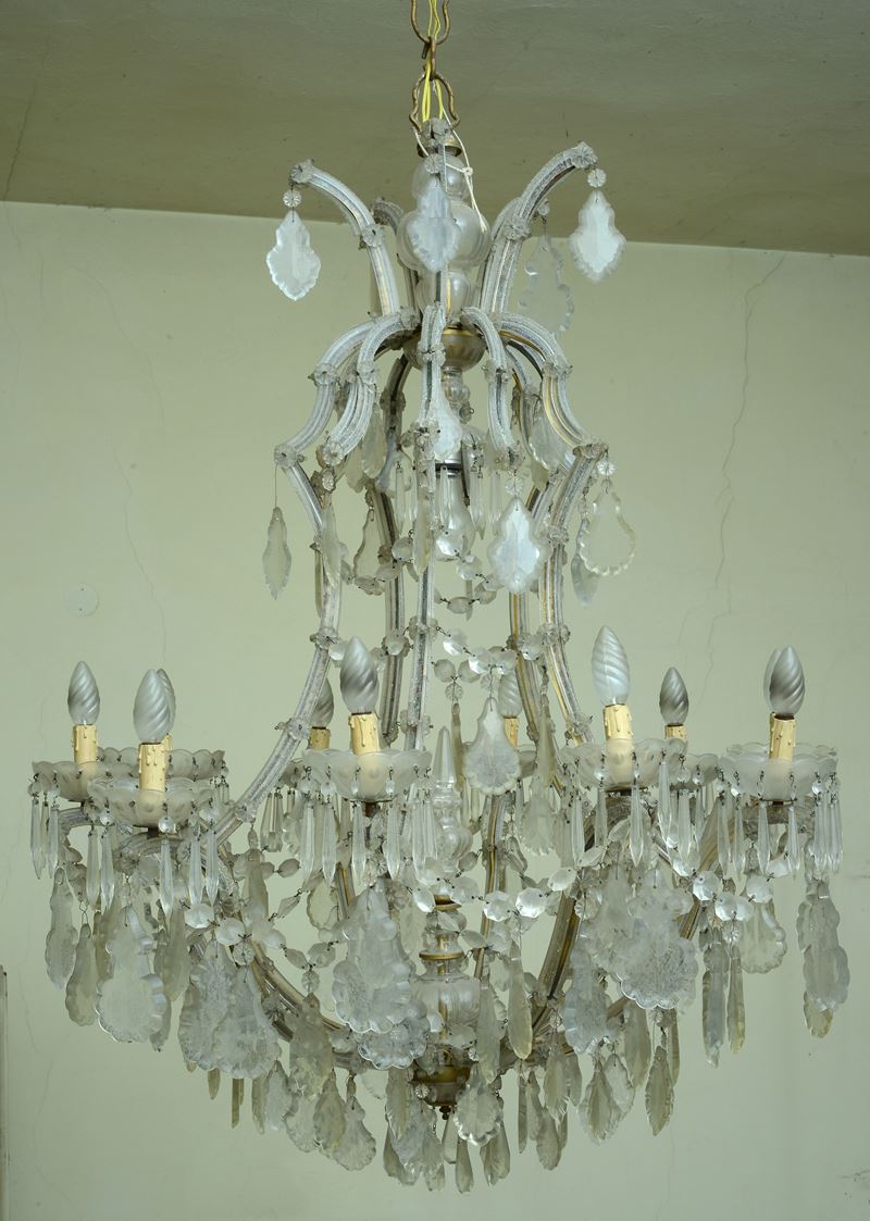 Lampadario Maria Teresa con pendenti a goccia in cristallo