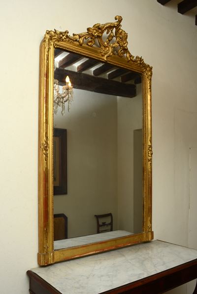 Specchiera in Legno Intagliato e Dorato