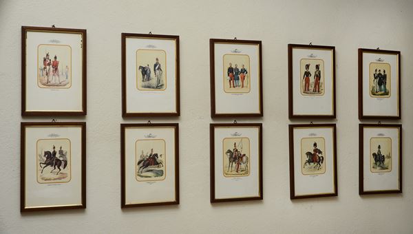 Serie di dieci piccole stampe a tema cavalleresco