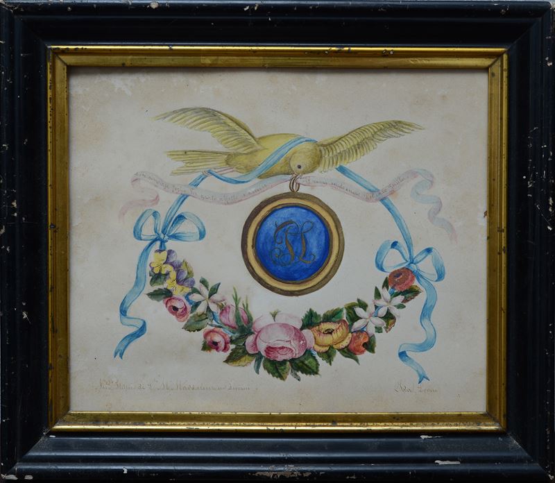 Studio per Decorazione con Ghirlanda e Aquila