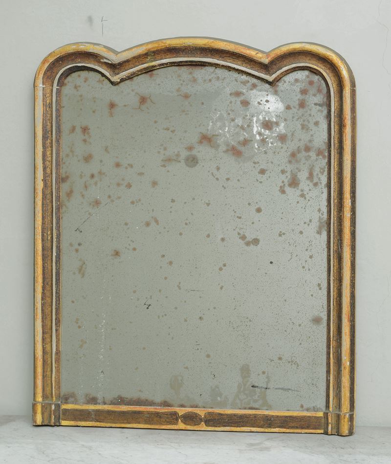 Specchiera in legno laccato e dorato