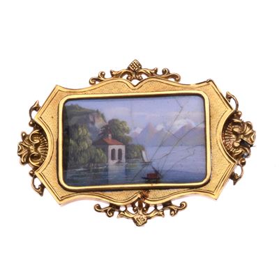 Spilla con Paesaggio in Oro Giallo