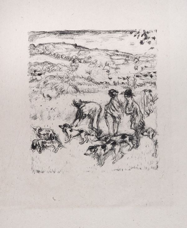 Anonimo, XIX sec.,Pierre Bonnard (d'apres) -  Daphnis et Chloé, le lâcher des chiens
