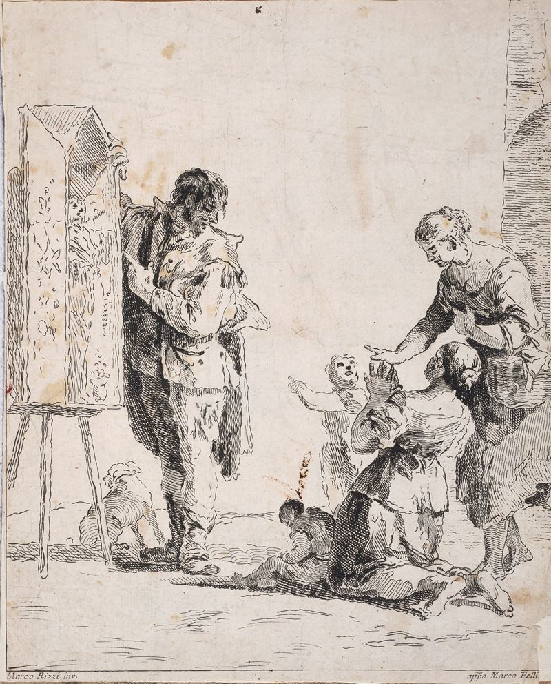 Figure di Popolani in Adorazione Davanti Ad una Immagine Sacra Itinerante