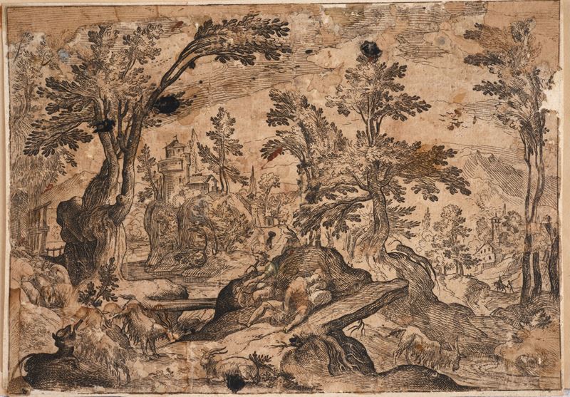 Antonio Tempesta - Paesaggio con Figura