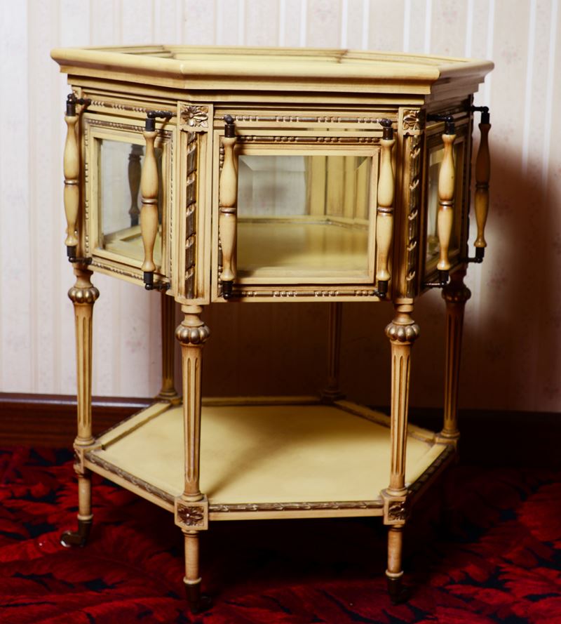 Mobiletto Teca in Vetro e Legno Laccato