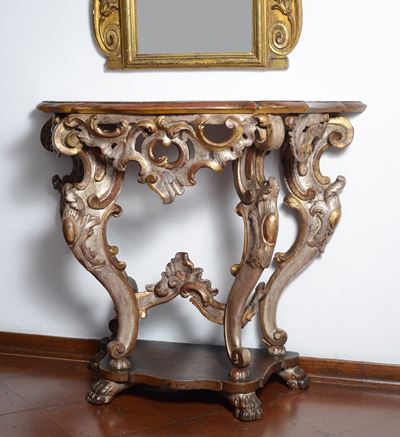 Consolle in Legno Intagliato e Dorato