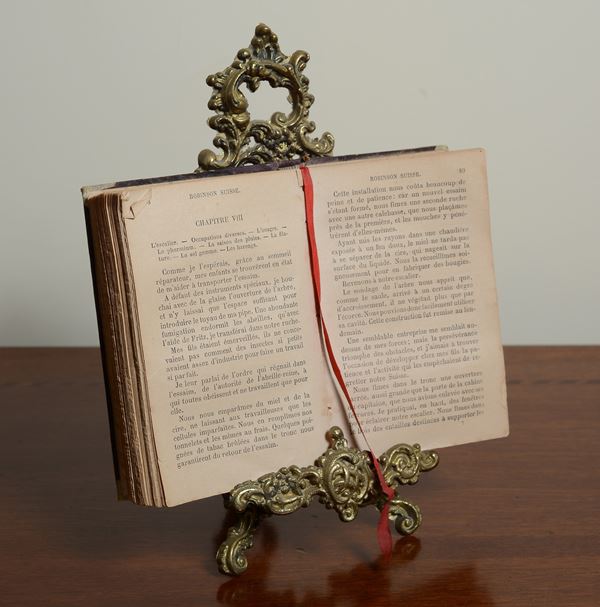 Reggilibro in metallo con libro ‘Le Robinson Suisse’