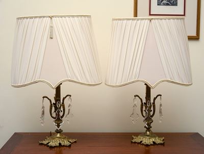 Coppia di Lumi da Tavolo in Bronzo Dorato