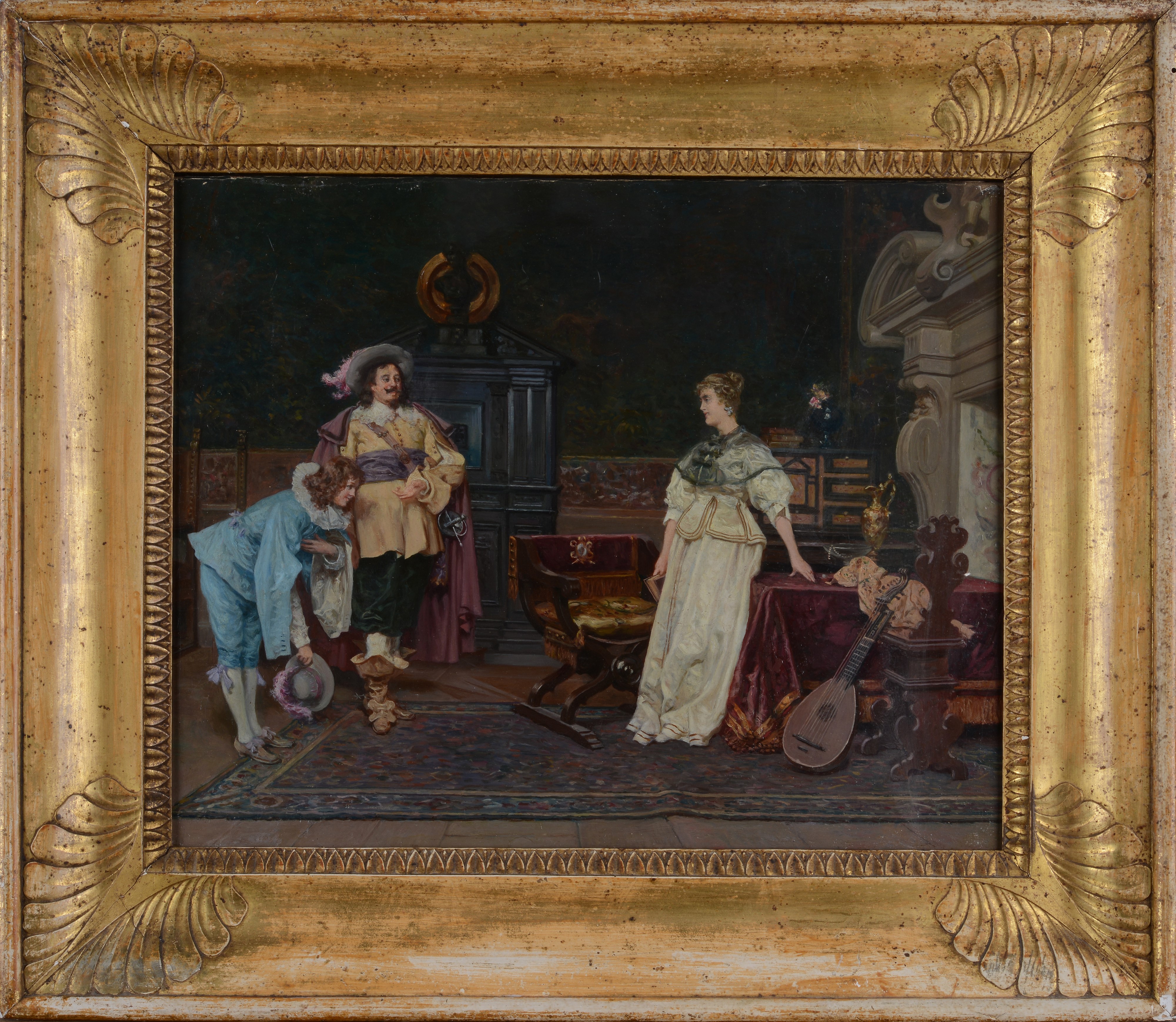 Anonimo, XIX - XX Sec. - Interno con Figure in Costume
