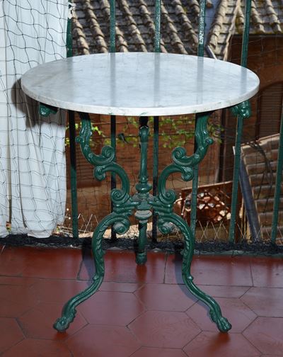 Tavolino da Giardino in Ghisa e Marmo