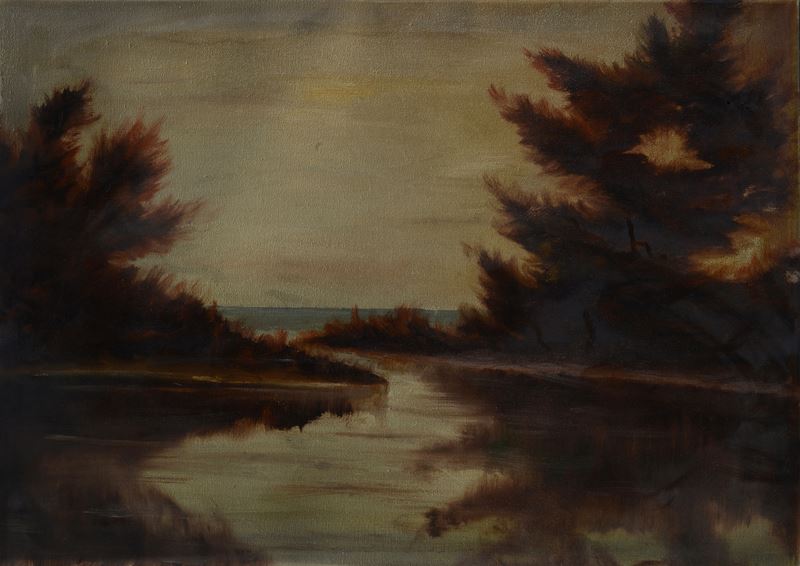Anonimo, XX Sec. - Paesaggio con Fiume
