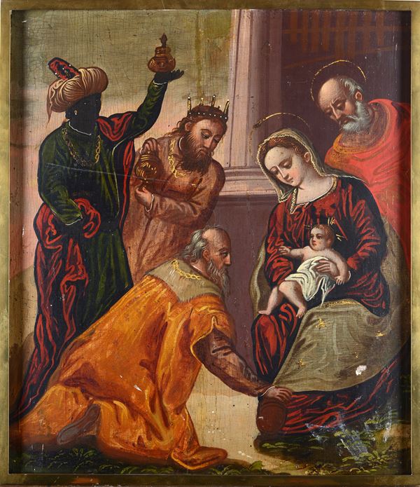 Scuola Greco - Dalmata, XVII sec. - Adorazione dei Magi