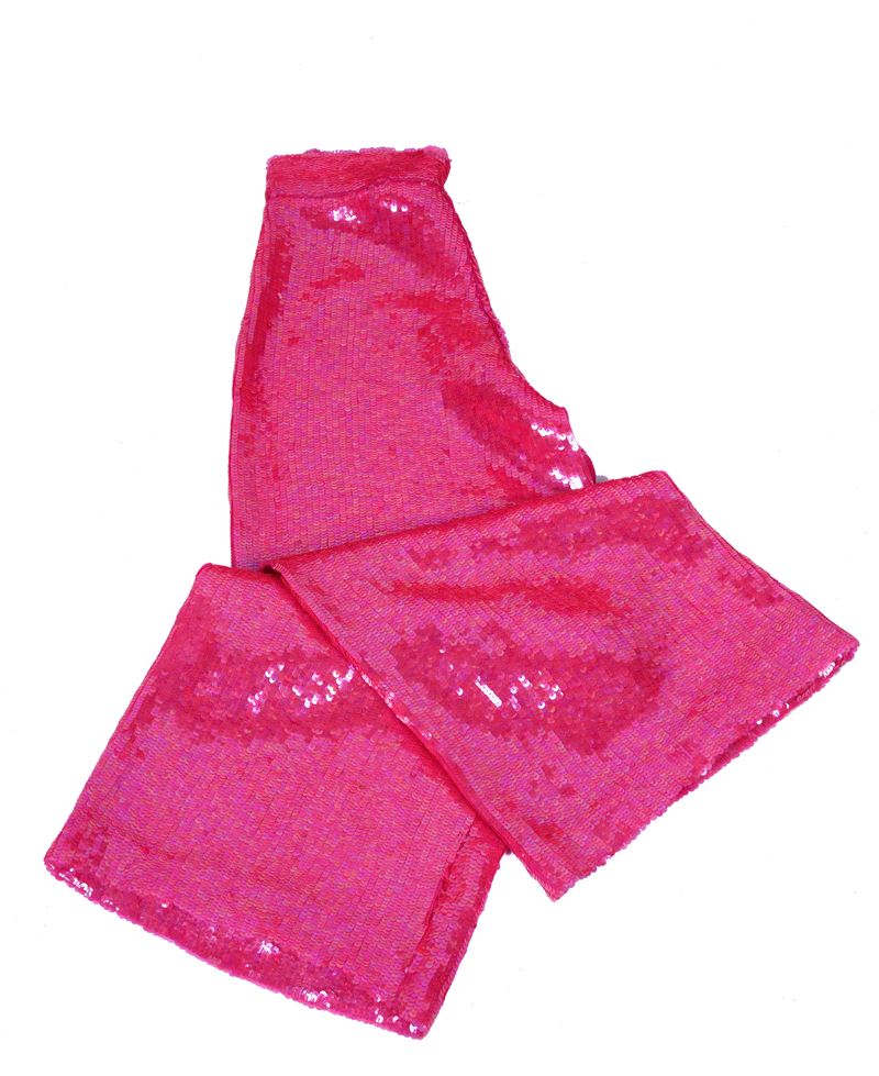Ampio pantalone in seta fucsia