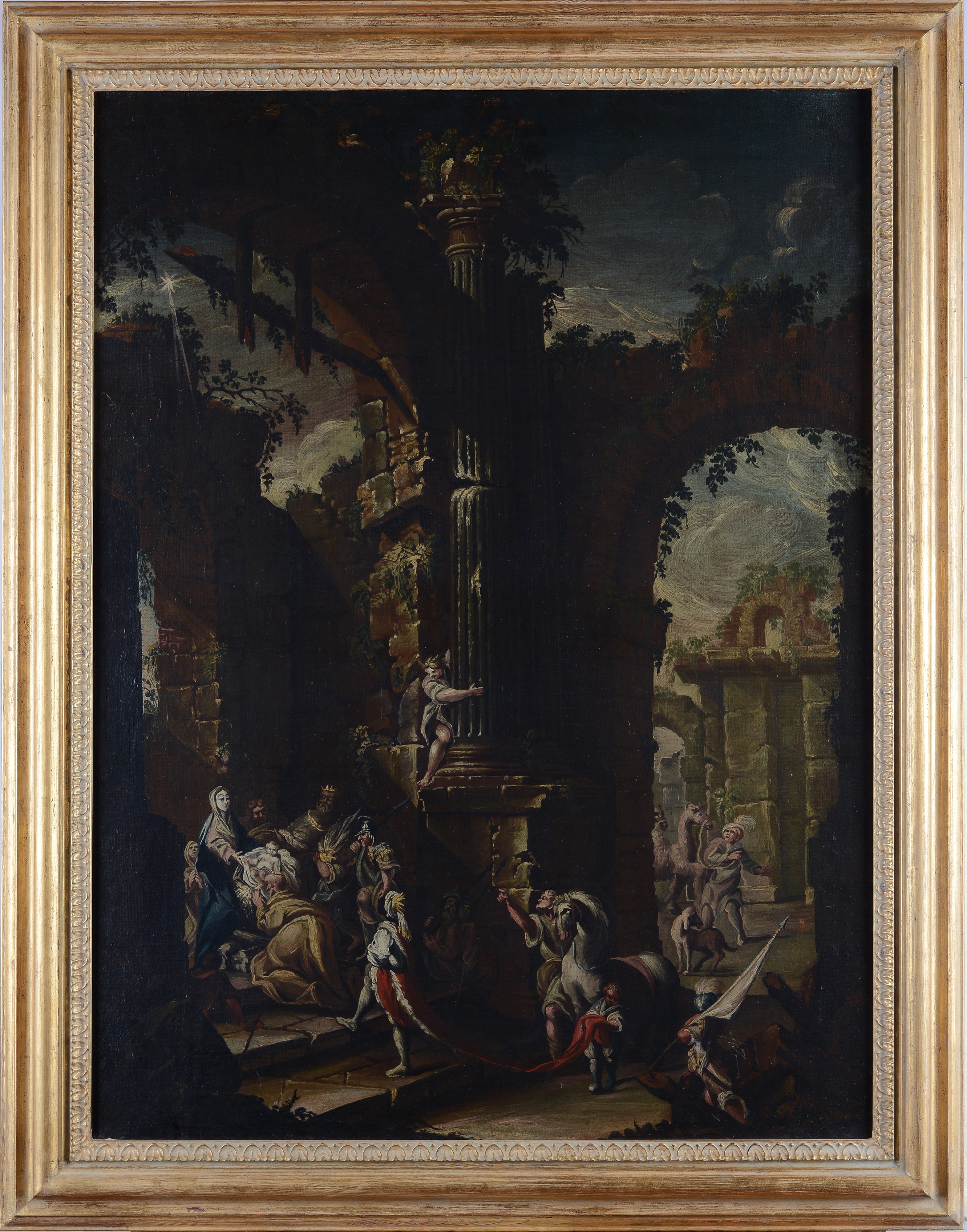 Capriccio architettonico con Natività