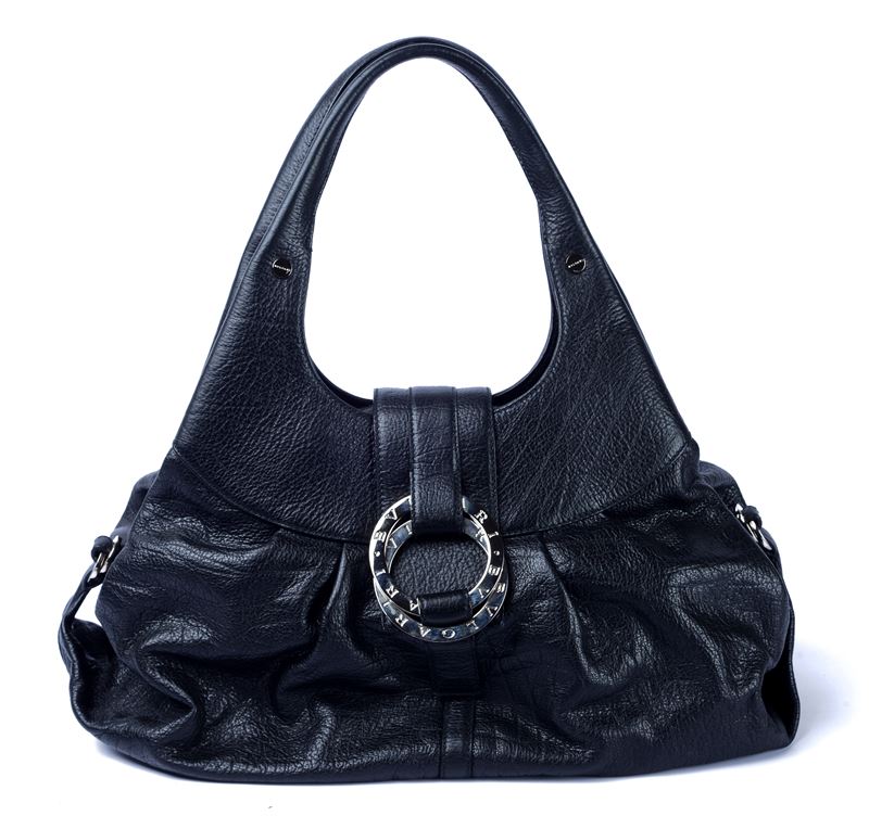 Borsa a spalla in pelle nera