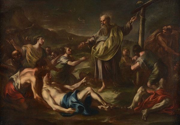 Scuola Toscana, XVII sec. - Mosè e il serpente di bronzo