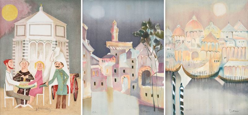 Lotto composto da tre litografie