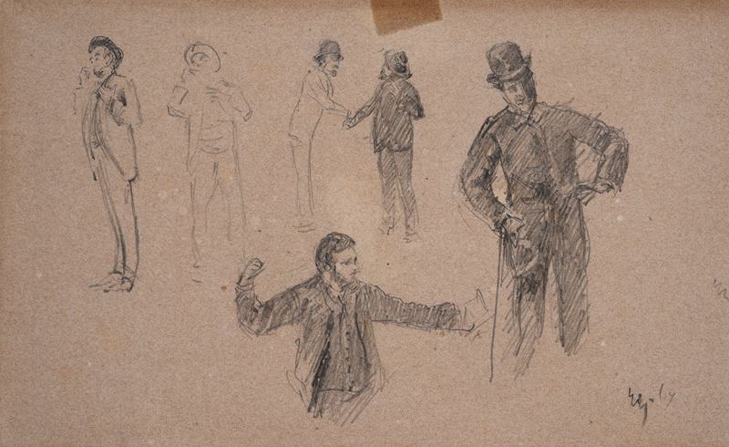 Emilio Gola - Studio di Figure Maschili