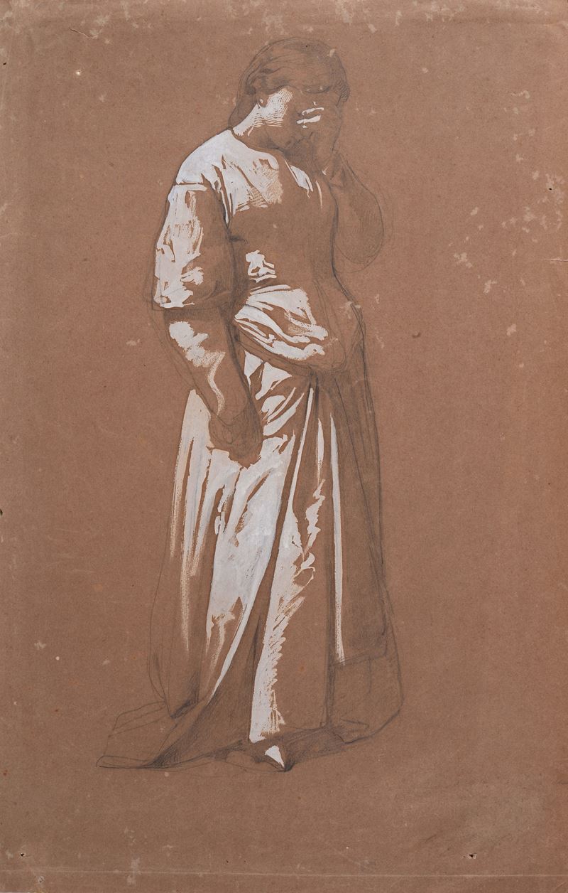 Anonimo, XIX Sec. - Donna (fronte); Studio di Figura (retro)