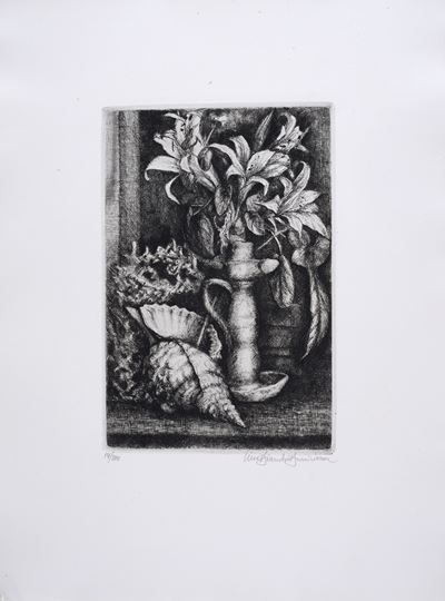 Natura Morta con Fiori e Conchiglie