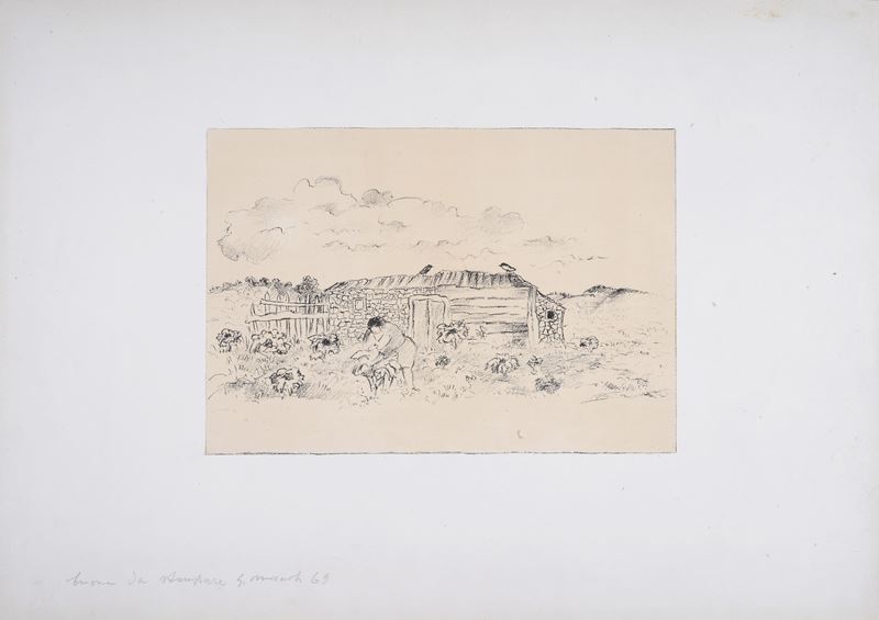Giovanni Omiccioli - Paesaggio con Contadina